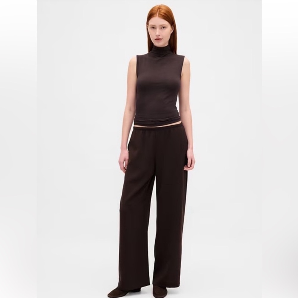 NWT! GAP Terra Brown Easy Wide-Leg Crepe Pants - MEDIUM TALL / SMALL TALL 🩷